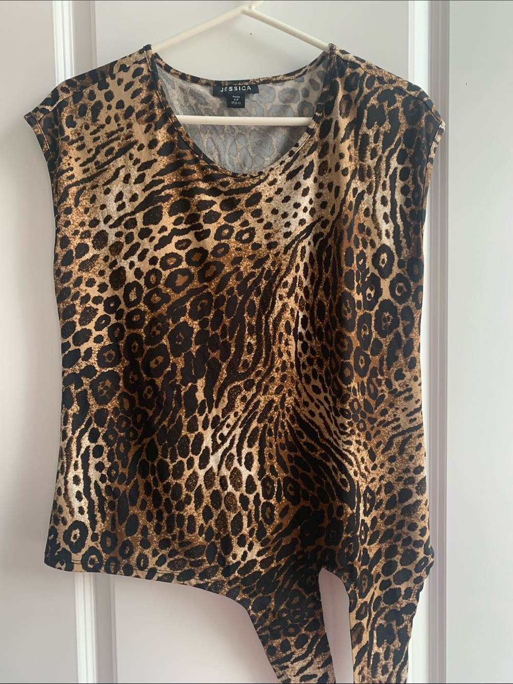 Jessica Leopard-Print Tie Front Sleeveless Top - Brown & Black